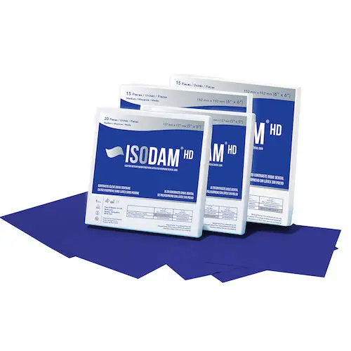 Isodam HD Non-Latex Polyisoprene Dental Dam, 6" x 6", Heavy Gauge, Royal Blue, 15/Box, ISOHDB02300615 thumbnail 6