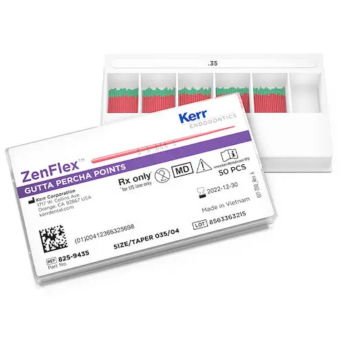 Kerr Dental ZenFlex Gutta Percha Points, .04 Taper, Size 35 (0.35 mm Tip), ISO Color-Coded Green, 50/Pk, 825-9435 thumbnail 3