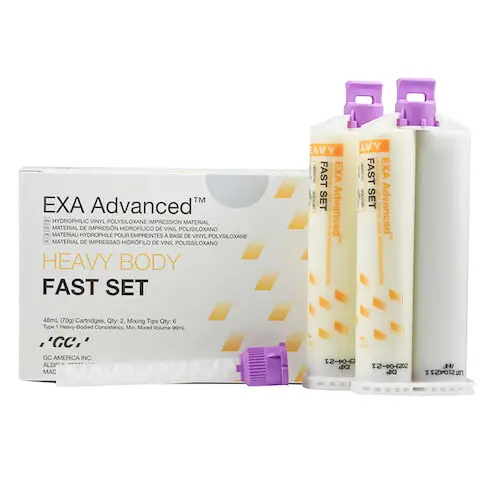 GC America EXA Advanced VPS Impression Material, Heavy Body, Fast Set, 2 x 48 mL Cartridges with 6 Mixing Tips, 137110 thumbnail 4