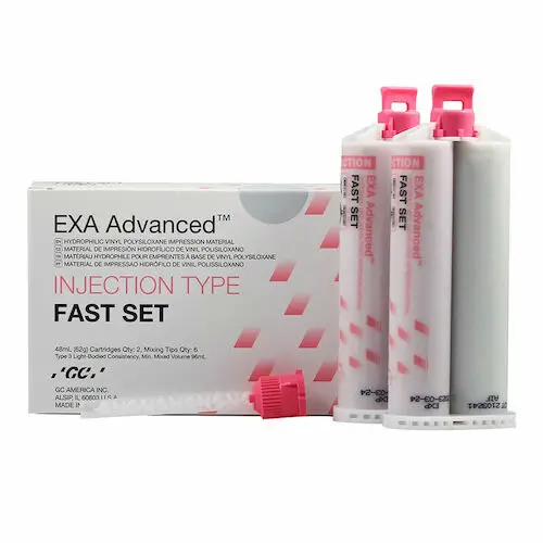 GC America EXA Advanced VPS Injection Fast Set Impression Material, 2 x 48 mL Cartridges with 6 Mixing Tips, 137113 thumbnail 4