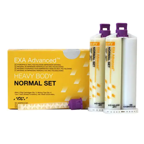 GC America EXA Advanced VPS Impression Material, Heavy Body, Normal Set, 2 x 48 mL Cartridges with 6 Mixing Tips, 137116 thumbnail 4