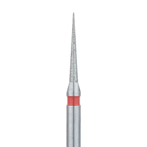Meisinger FG #858F-010 Fine Needle Diamond Bur, Friction Grip, 1.0 mm Head Diameter, 8.0 mm Working Length, Red Ring, 5/Pk thumbnail 4