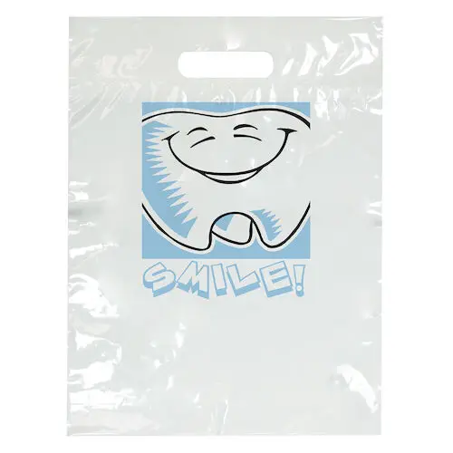 Small Smile! Tooth Bag, 7.5" x 9", White, 100/Pkg, SBG19 thumbnail 2