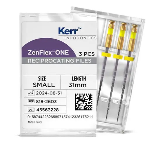 ZenFlex™ ONE Reciprocating NiTi File, Small, Yellow, .20/.06, 31mm, 3/Pk, 818-2603 thumbnail 4