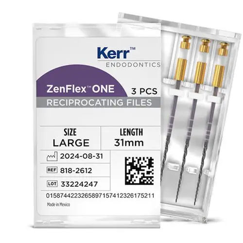 ZenFlex ONE Reciprocating NiTi File, Large, White, .45/.06, 31mm, 3/Pk, 818-2612 thumbnail 4