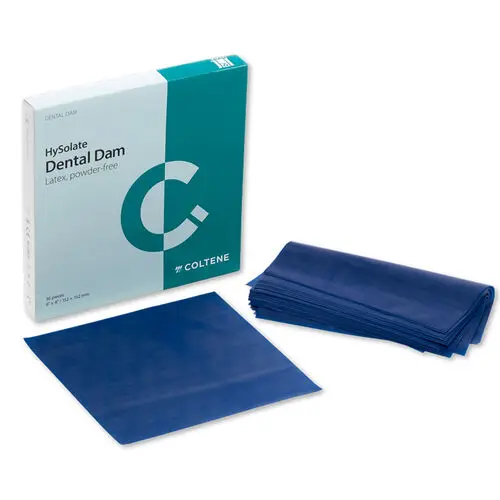 HySolate Latex Dental Dam, 5" x 5" (127 x 127 mm), Blue, Medium Gauge, Powder-Free, Low-Protein, 52/Box, 60034441 thumbnail 4