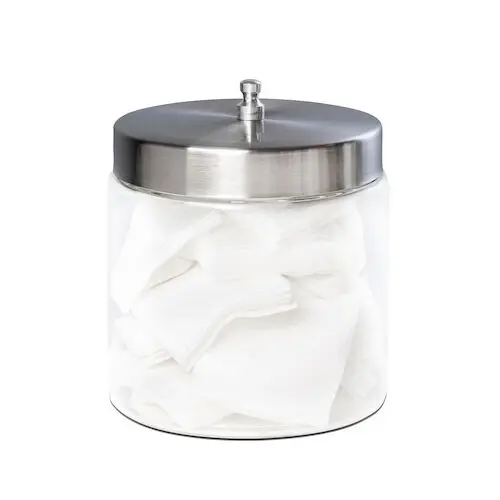 Tech-Med Clear Glass Dressing Jar, 4" x 4", Stainless Steel Lid, 1/Box, 4013 thumbnail 2