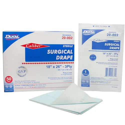 Dukal Surgical Drape, 18" x 26", Sterile, Non-Fenestrated, Blue, 50/Box, 20-002 thumbnail 5