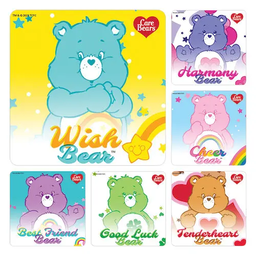 Care Bears Stickers, Assorted 6 Designs, 2.5" x 2.5", 100/Roll, PS751 thumbnail 2