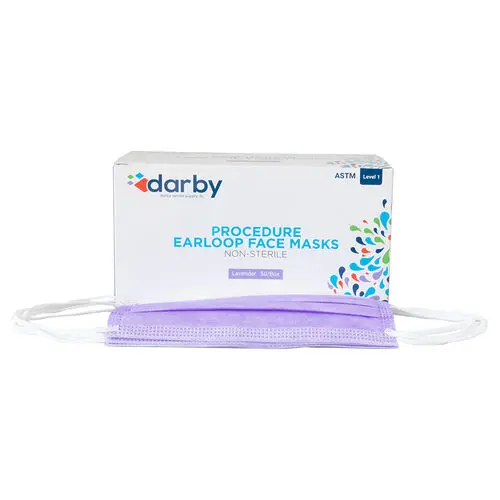 Darby Dental ASTM Level 1 Earloop Face Mask, Lavender, 50/Box, 5255752 - ASTM Level 1, 50/Box, Lavender, 5255752 - Image 1