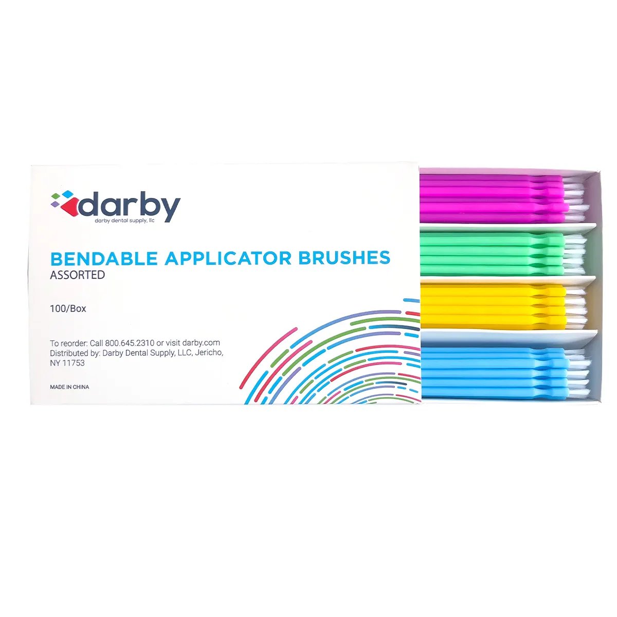 Darby Dental Bendable Applicator Brushes, Fine, White, 100/Box, 5256057 - Fine, 100/Box, White, 5256057 - Image 1