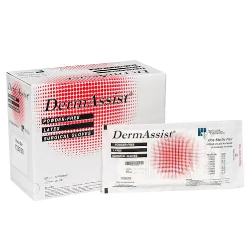 DermAssist® Latex Surgical Gloves, Sterile, Powder-Free, Textured, Fitted Size 6.5, Natural, 50 Pairs/Box, 133650 - DermAssist® Latex Surgical Gloves Sterile Fitted Size 6.5 Natural Box of 50 Pairs - Image 1