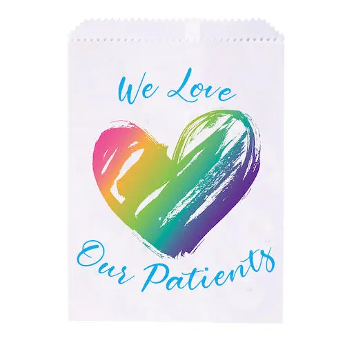 We Love Our Patients Paper Bags, 7.5" x 10", 100/Pack, S8659 thumbnail 2