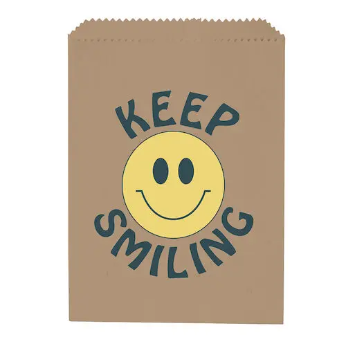 Keep Smiling Brown Paper Patient Bags, 7.5" x 10", 100/Pack, S8664 thumbnail 2