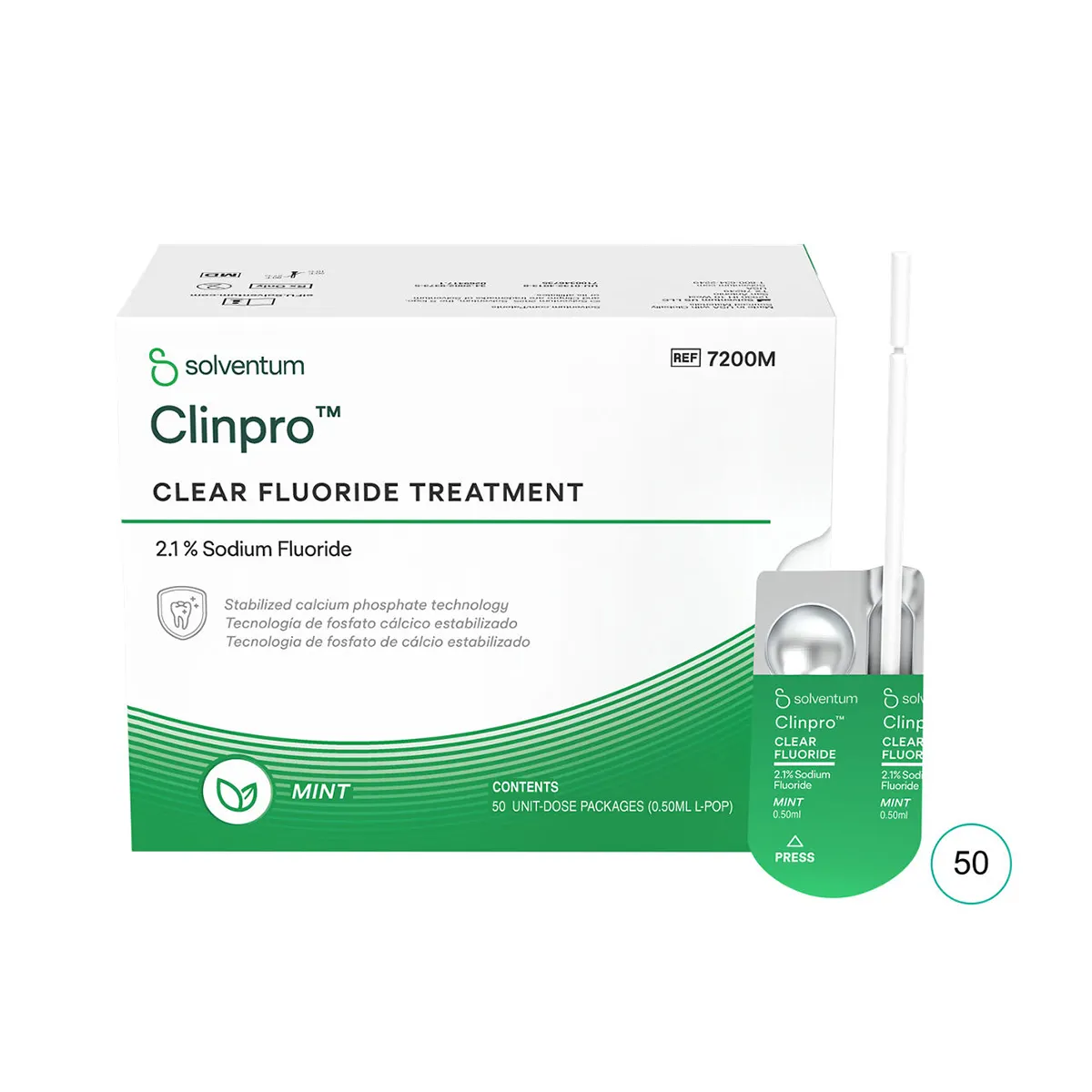 Solventum (3M) Clinpro Clear Fluoride Varnish, 2.1% Sodium Fluoride, Mint Flavor, 0.5 mL Unit Dose, 50/Pk, #7200M thumbnail 4