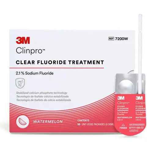 3M Clinpro Clear Fluoride Treatment Varnish, Watermelon Flavor, 0.5 mL Unit Dose, 2.1% Sodium Fluoride, 100/Pk, #7210W thumbnail 4
