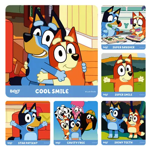 Bluey Dental Stickers, Assorted Designs, 2.5" x 2.5", 100/Roll, PS794 thumbnail 2