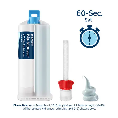 Parkell Blu-Mousse 60 VPS Bite Registration Material, 60-Second Set, 2 x 50 mL Split Cartridges, S440S thumbnail 8