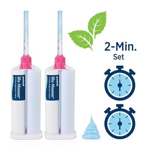 Blu-Mousse VPS Bite Registration Material, Classic 2-Minute Set, Peppermint, 50ml Split Cartridges, Pack of 2, S437S thumbnail 4