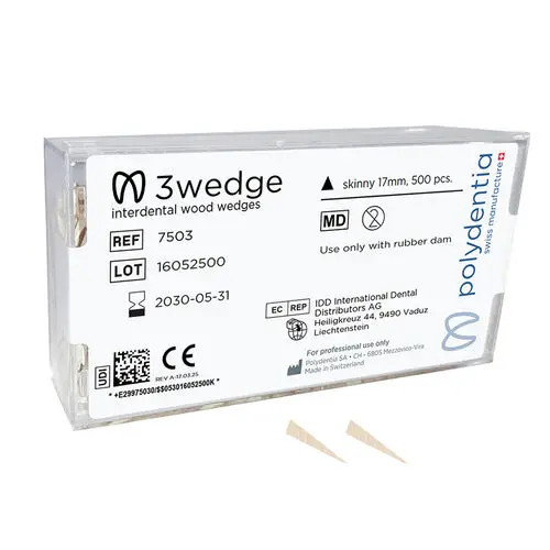 Polydentia 3Wedge Interdental Wooden Wedges, Skinny, 17mm/0.67", 500/Box, SJ (7503) thumbnail 2