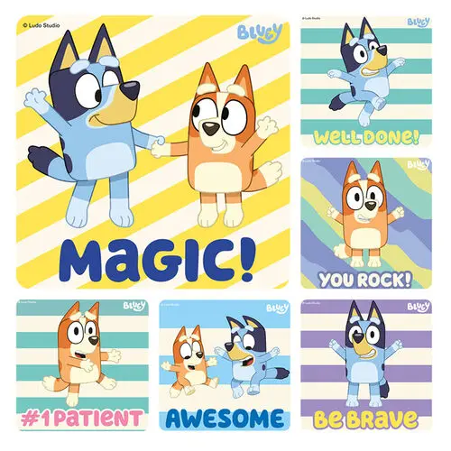Bluey Patient Stickers, Assorted 2.5" x 2.5", 100 per Roll, PS816 thumbnail 4