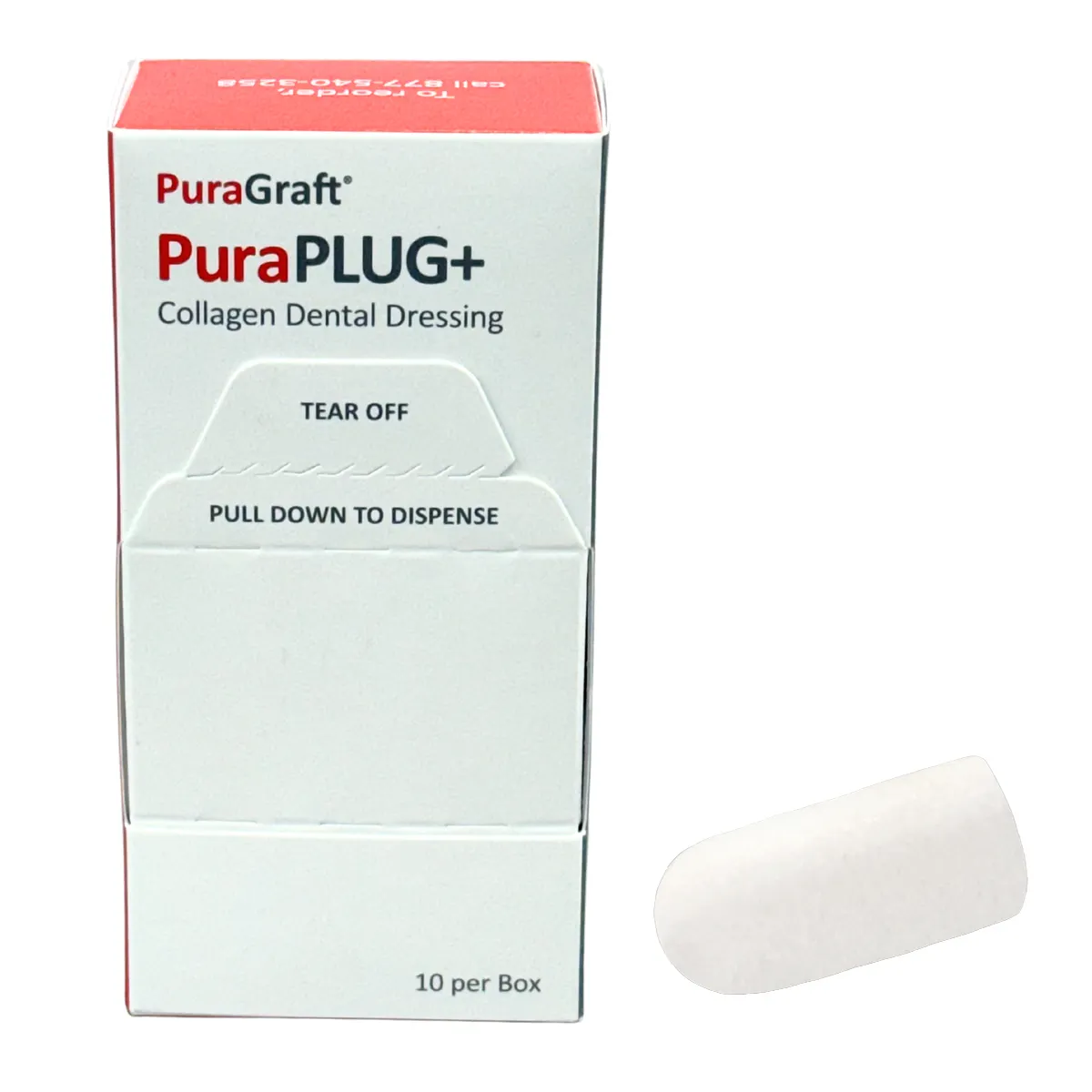 PuraPlug+ Collagen Wound Dressing, 10 x 20mm, 10/Box, YSSPLG - PuraPlug+, 10 x 20mm, 10/Box, YSSPLG - Image 1