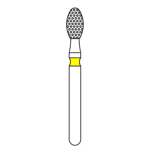 Priva Rotary Instruments Diamond Bur FG, Extra Fine, Yellow, Egg, #379-023XF, 2.3 mm Head Diameter, 5/Pkg thumbnail 2