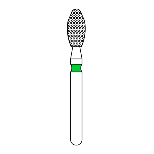 Priva Rotary Instruments Diamond Bur, FG, Coarse, Green, Football, #369, 2.5 mm Head Diameter, 5/Pkg, P369025C thumbnail 2