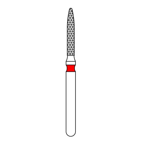 Priva Rotary Instruments Diamond Bur 862-012F, FG, Fine Grit, Red Ring, Flame Shape, 1.2 mm Head Diameter, 5/Pkg, P862012F thumbnail 2
