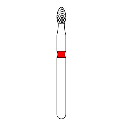 Priva Rotary Instruments Diamond Bur, FG, Fine, Red, Football, #368-016F, 1.6 mm Head Diameter, 5/Pkg, P368016F thumbnail 2