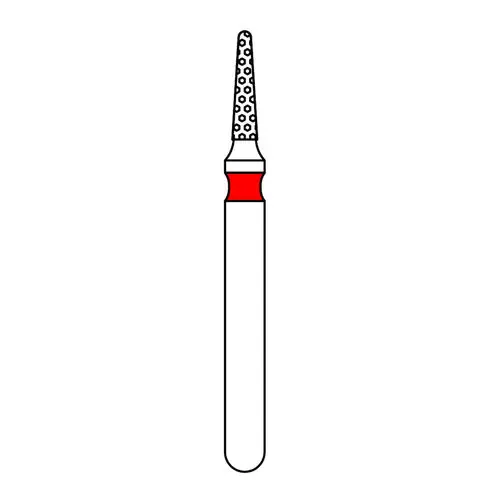 Priva Rotary Instruments Diamond Bur, FG, Fine Grit, Red Ring, Needle Shape, 1.0 mm Head Diameter, 5/Pkg, #852-010F thumbnail 2