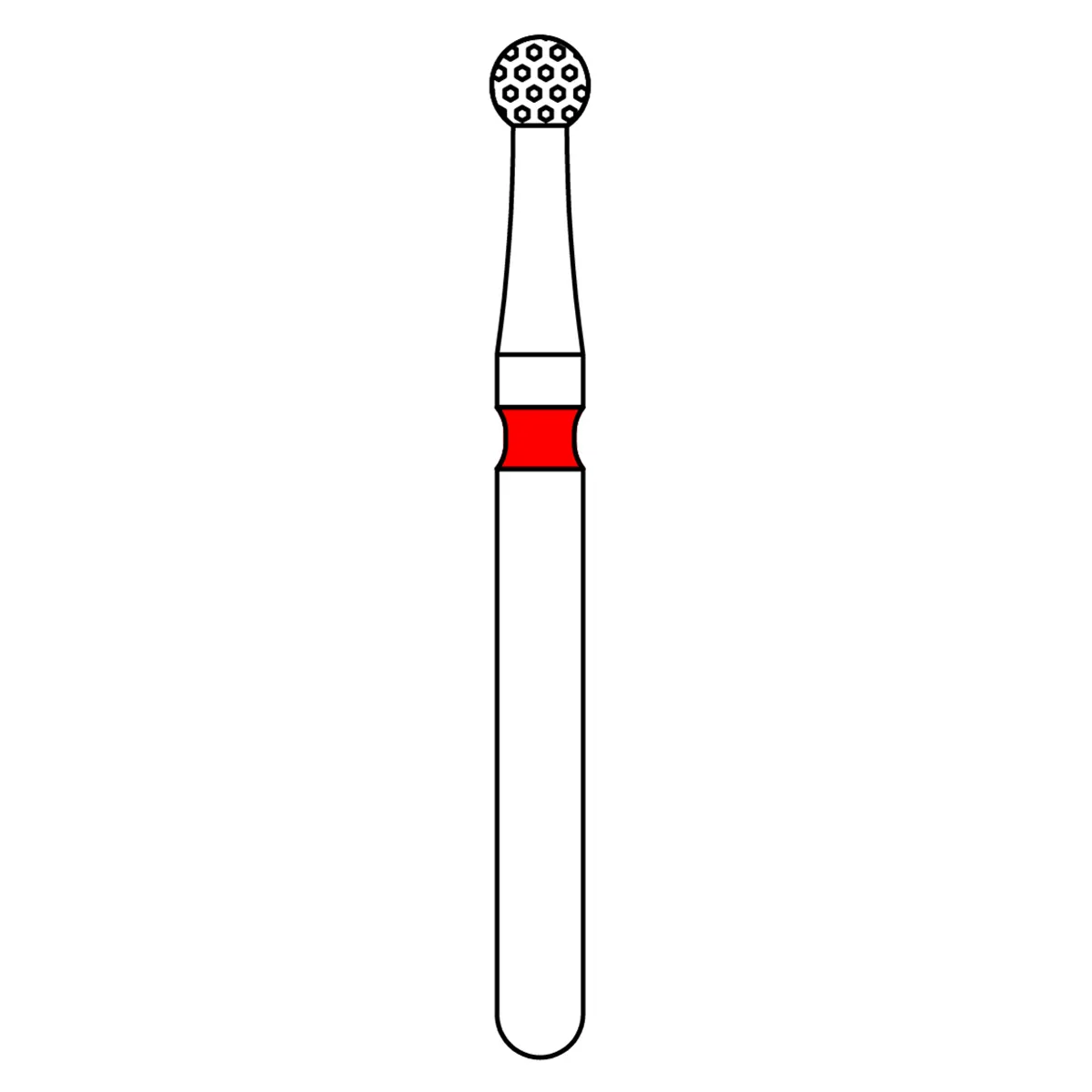 Priva Rotary Instruments Diamond Bur, FG, Fine, Red, Round, #801-018F, 1.8 mm Head Diameter, 5/Pkg, P801018F thumbnail 2
