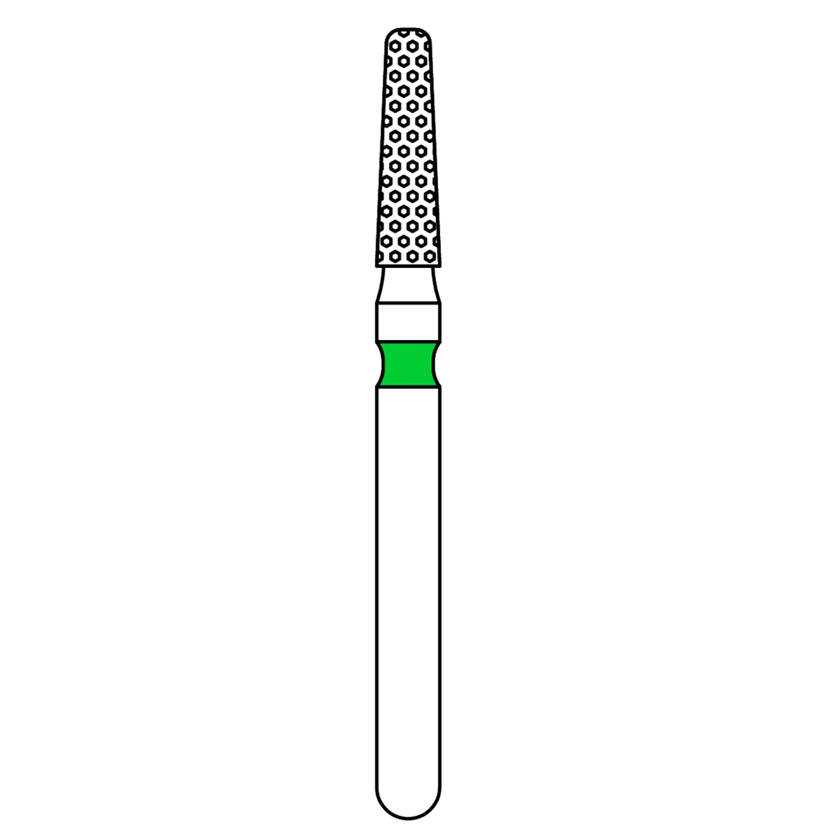 Priva Rotary Instruments Diamond Bur, FG, Coarse, Green, Flat End Taper, #847-018C, 1.8 mm Head Diameter, 5/Pkg thumbnail 2