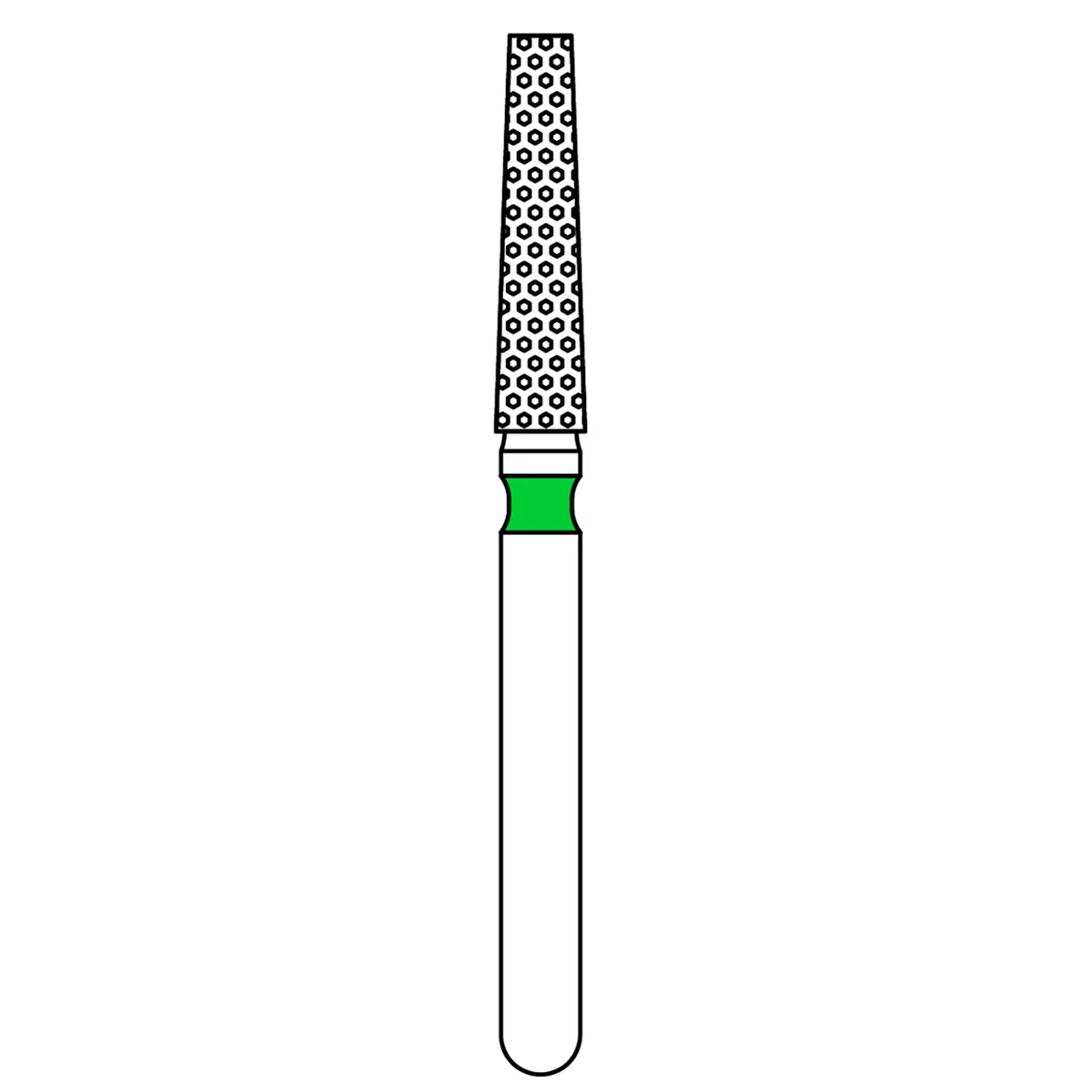 Priva Rotary Instruments Diamond Bur 848-016C, FG, Coarse, Green, Flat End Taper, 1.6 mm Head Diameter, 5/Pkg thumbnail 2