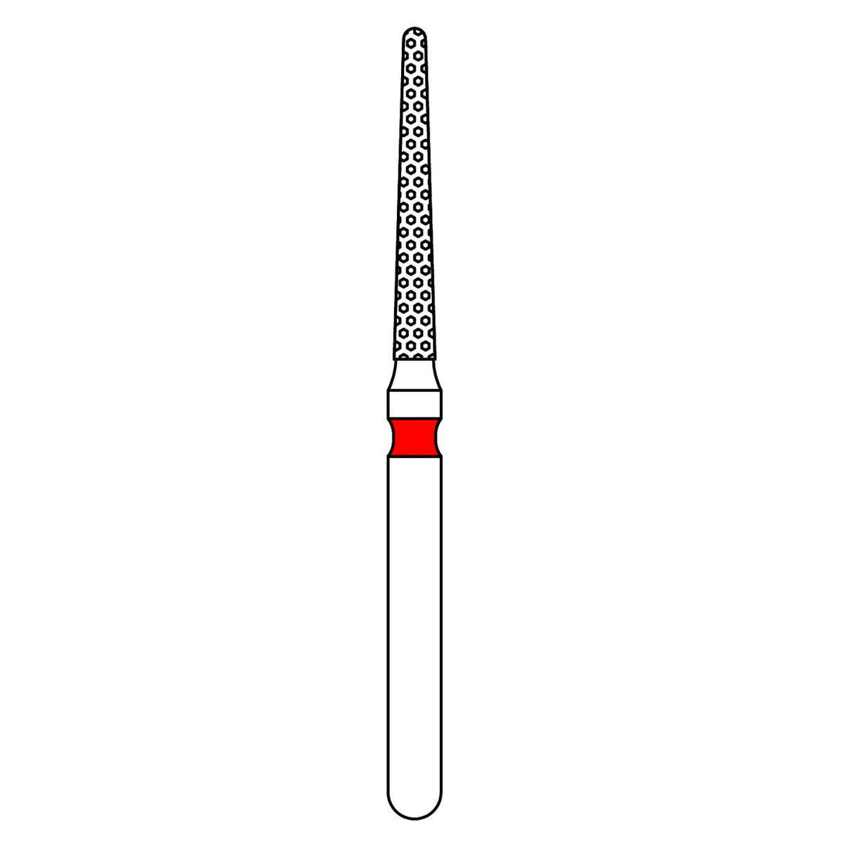 Priva Rotary Instruments Diamond Bur, FG, Fine Grit, Red Ring, Round End Taper, #850-012F, 1.2 mm Head Diameter, 5/Pkg, P850012F thumbnail 2