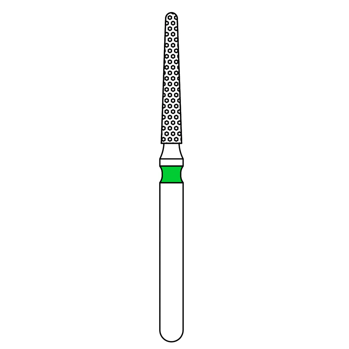 Priva Rotary Instruments Diamond Bur, FG, Coarse, Green, Round End Taper, 856L-014C, 1.4 mm Head Diameter, 5/Pkg, P856L014C thumbnail 2