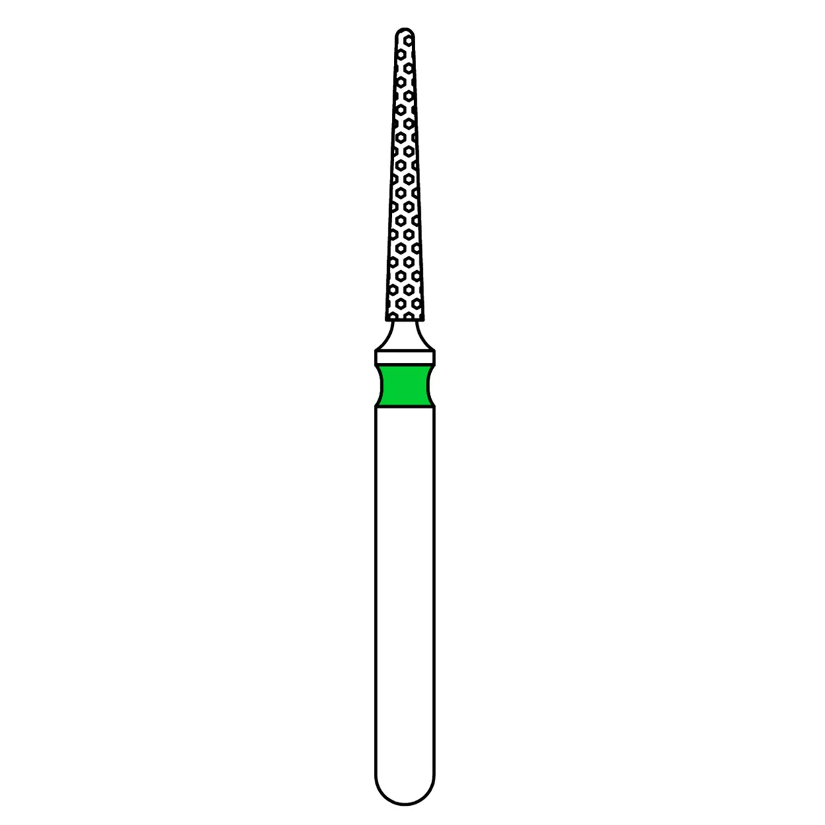 Priva Rotary Instruments Diamond Bur, FG, Coarse, Green, Needle, 1.0 mm Head Diameter, 5/Pkg, #858-010C thumbnail 2