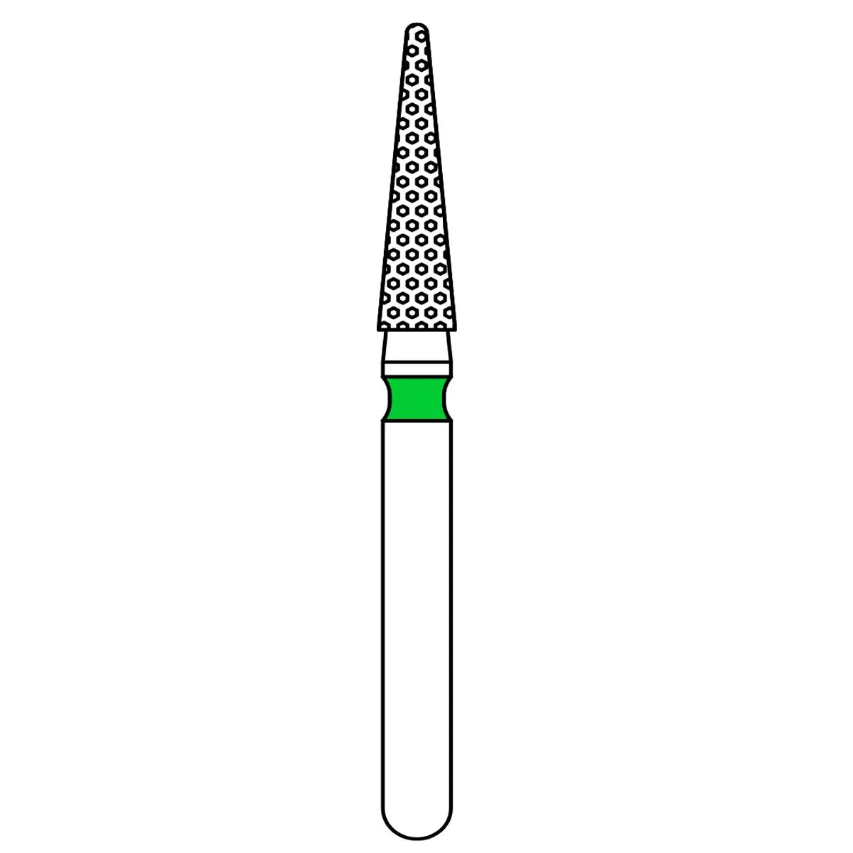 Priva Rotary Instruments Diamond Bur 858-018C, FG, Coarse, Green, Needle, 1.8 mm Head Diameter, 5/Pkg thumbnail 2