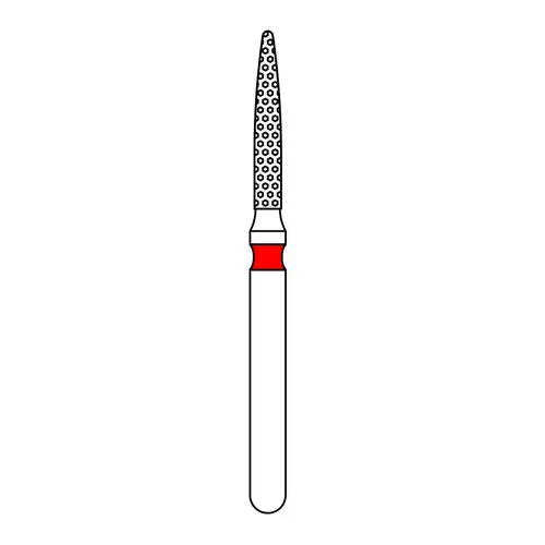 Priva Rotary Instruments Diamond Bur 888-012F, FG, Fine Grit, Red Ring, Flame Shape, 1.2 mm Head Diameter, 5/Pkg, P888012F thumbnail 2
