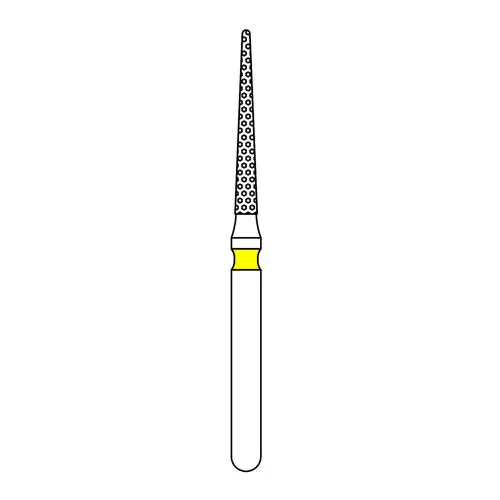 Priva Rotary Instruments Diamond Bur, FG, Extra Fine, Yellow, Needle, #859-012XF, 1.2 mm Head Diameter, 5/Pkg, P859012XF thumbnail 2