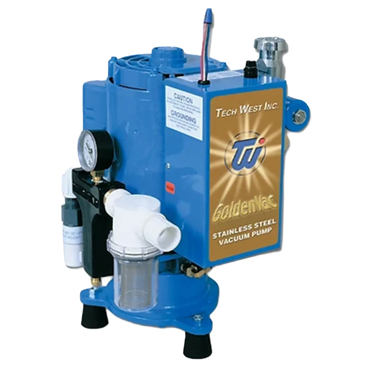 Tech West GoldenVac Stainless Steel 5-User Vacuum Pump, 2HP, VPLG5SS - GoldenVac Stainless Steel 5-User Vacuum Pump, 2HP, VPLG5SS - Image 1