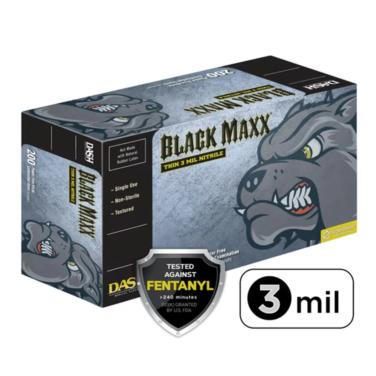 Black Maxx Thin Nitrile Exam Gloves, Powder-Free, Non-Sterile, Extra-Small, Black, 200/Box, BMNT200XS thumbnail 4