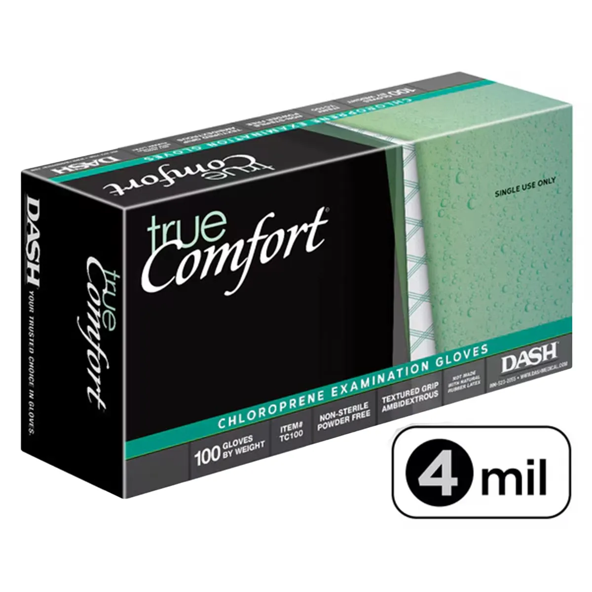 True Comfort Chloroprene Exam Gloves, Powder-Free, Non-Sterile, Small, Green, 100/Box, TC100S thumbnail 10
