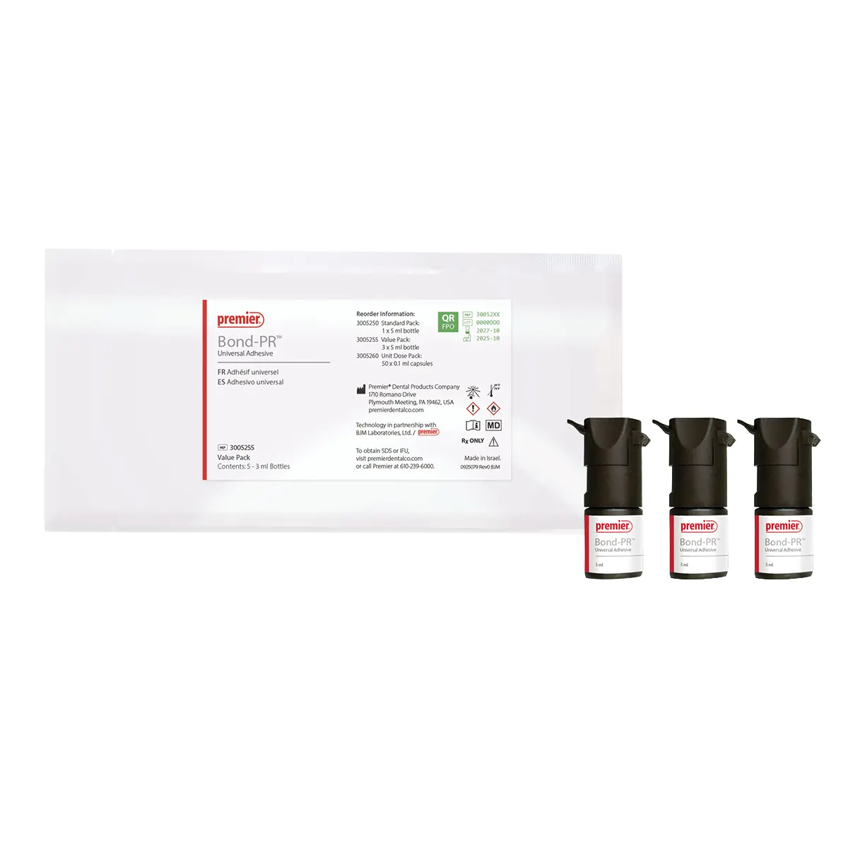 Bond-PR Universal Adhesive, Light-Cure, 5 mL Flip-Top Bottles, Value Pack of 3, #3005255 thumbnail 2