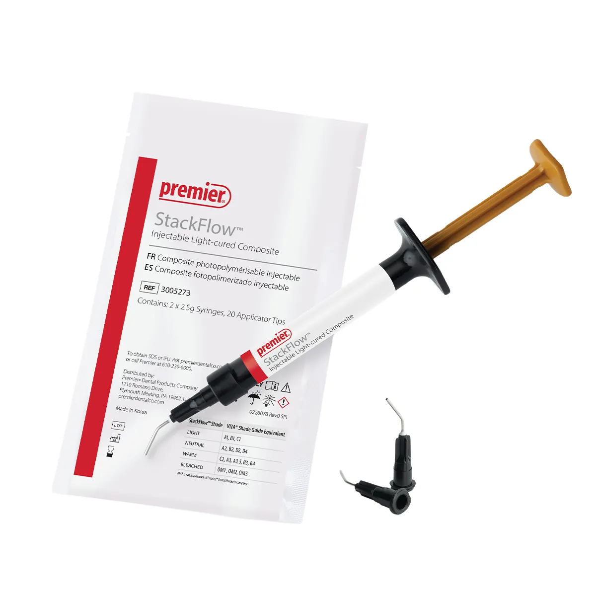 StackFlow™ Injectable Light-Cured Composite, Shade Warm (C2, A3, A3.5, B3, B4), 2 x 2.5g Syringes with 20 Tips, Ref 3005272 thumbnail 3