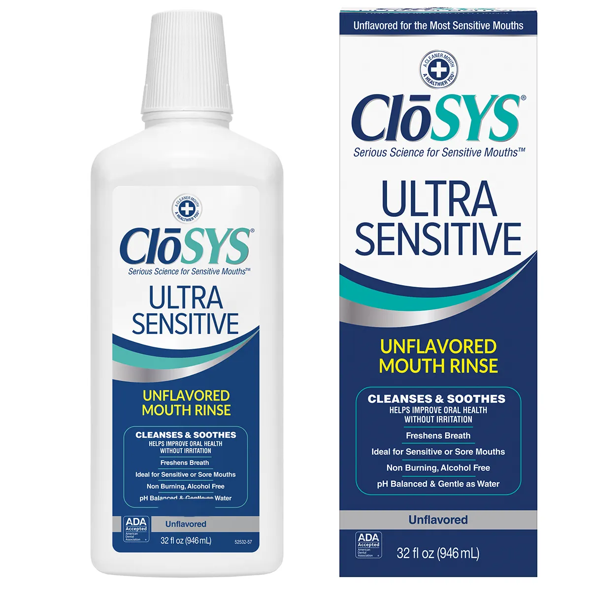 CloSYS Ultra Sensitive Oral Rinse, Unflavored, Alcohol-Free, 32 oz Bottle, CLUS32-2014R thumbnail 2