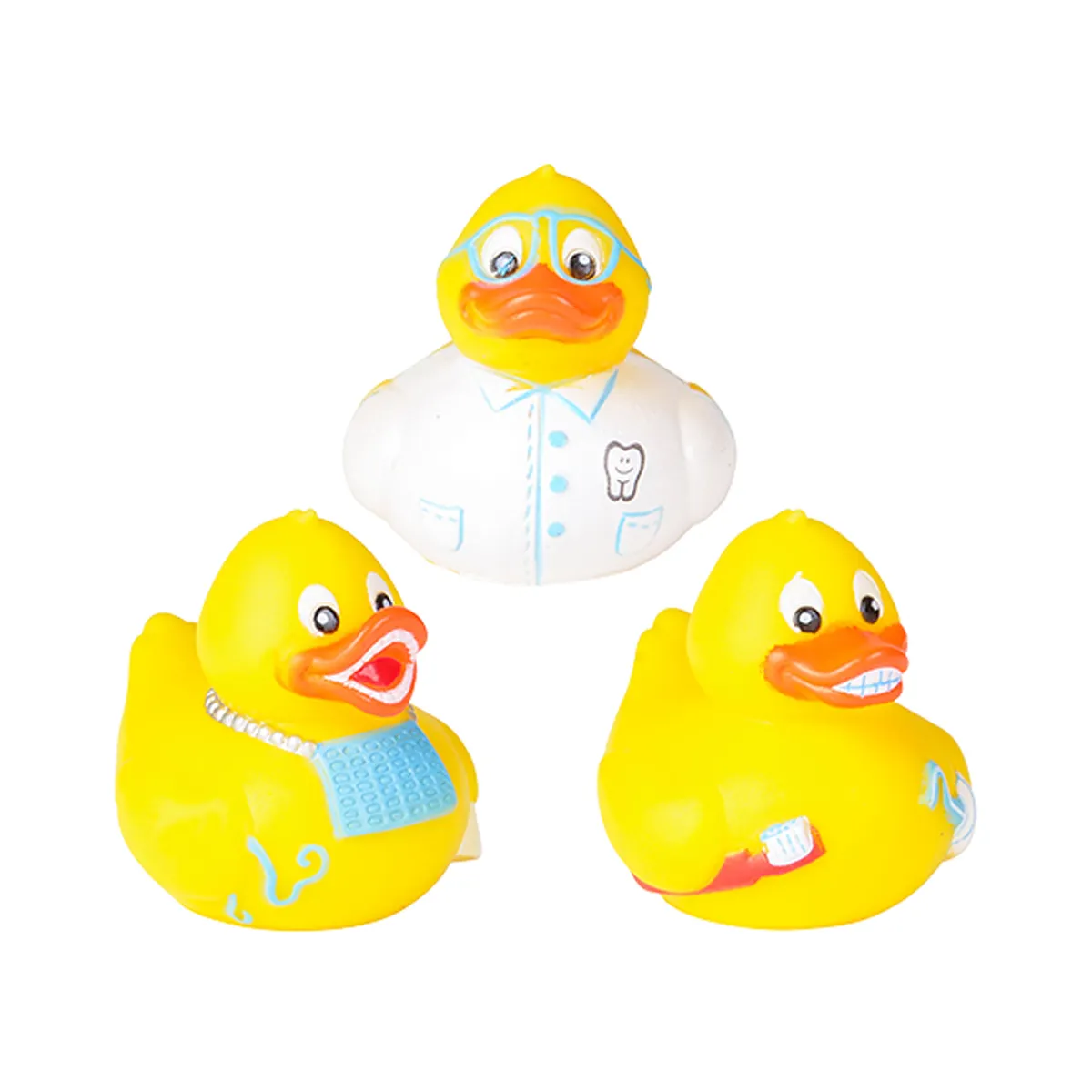 Sherman Specialty Dental Rubber Duck Assortment, 2", Assorted Styles, 12/Pkg, JV615 - 2" Rubber Duck Dental Assortment (12) - Image 1