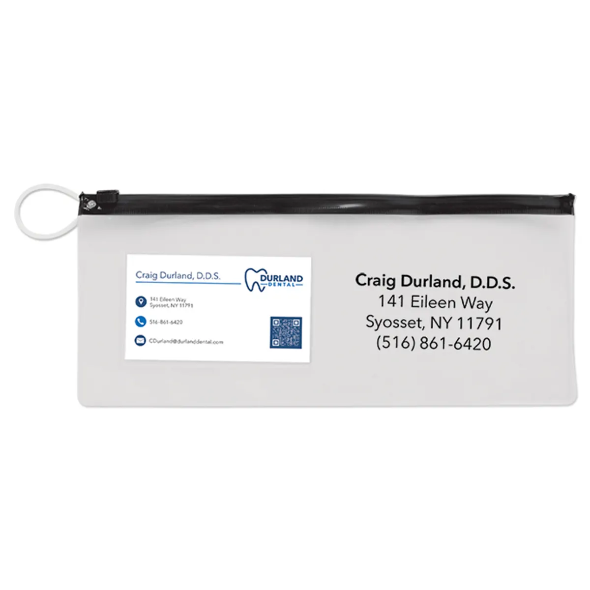 Sherman Specialty Imprinted 10" x 4" Clear Vinyl Pouch with Assorted Color Zips, 144/Pack, S70061X thumbnail 2