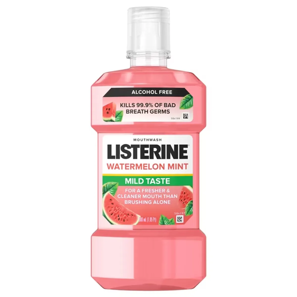 Listerine Watermelon Mint Alcohol-Free Antiseptic Mouthwash, 500ml, JJC 52202330 - Watermelon Mint, 500ml, JJC 52202330 - Image 1