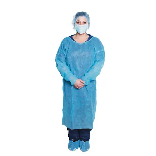 Dukal Isolation Gown, Blue, Elastic Cuffs, Waist and Neck Tie Closures, One Size Fits All, 50/Case, 301BL thumbnail 7